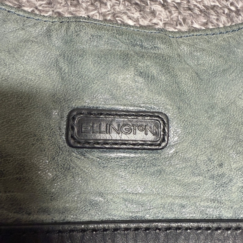 Ellington Womens Distressed Leather Shoulder Bag Hobo Convertible Blue Gray - Picture 2 of 7